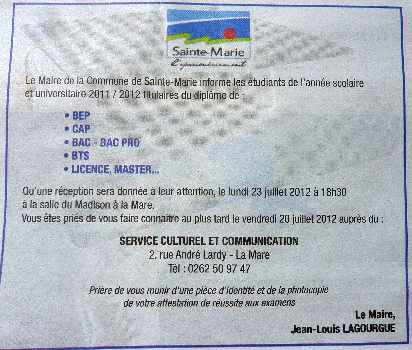 Bac 2012 - Flicitations des maires dans la presse