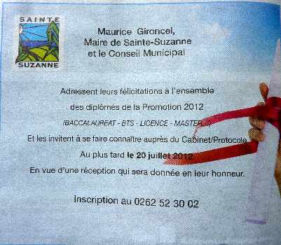 Bac 2012 - Flicitations des maires dans la presse