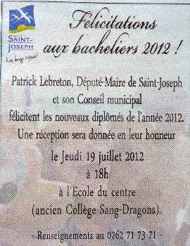 Bac 2012 - Flicitations des maires dans la presse