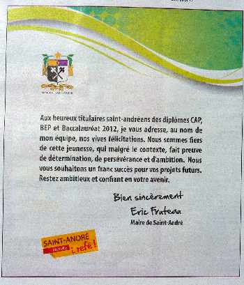 Bac 2012 - Flicitations des maires dans la presse