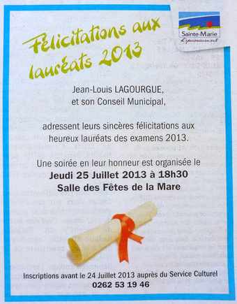 Flicitations aux bacheliers 2013 - Ste-Marie