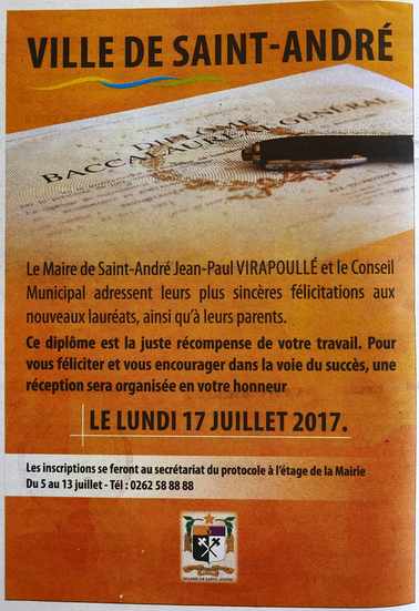 6 juillet 2017 - Presse locale - Encart de flicitations - St-Andr