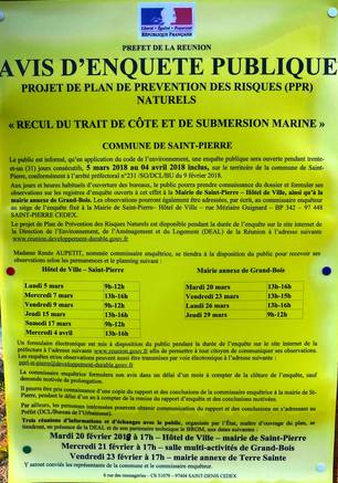 20 fvrier 2018 - St-Pierre - Projet de plan de prvention des risques littoraux - Runion informations et changes avant enqute publique - DEAL- BRGM  - Panneau sur front de mer