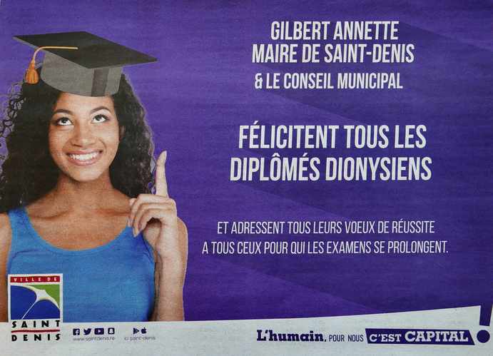 7 juillet 2018 - Presse locale Ile de la Runion - Encart de flicitations aux laurats du Bac - St-Denis