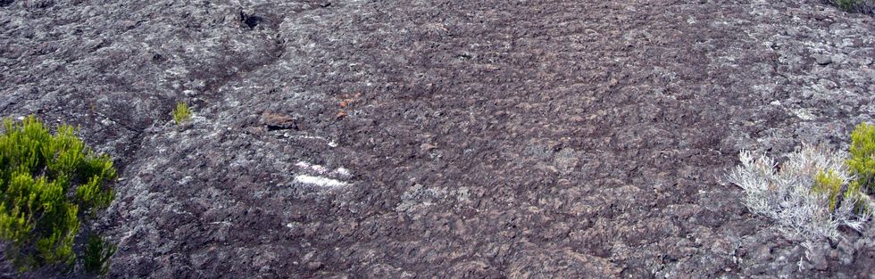 Dalle de lave sur sentier Puys Ramond