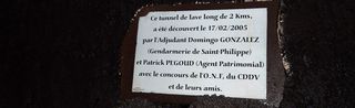 Tunnel de lave 2004 - Plaque comm�morative