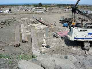 Chantier de la construction du pont sur la rivire St-Etienne