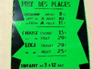 Cirque Raluy  St-Pierre - juillet-aot 2012 - Prix des places
