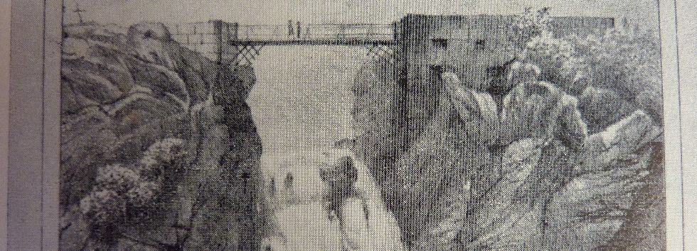 Lithographie de Roussin - Pont sur la Ravine des Cafres (fragment) - Guide illustré de l'île de la Réunion - Gabriel Gérard - 1970