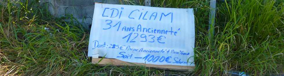 6 juillet 2014 - St-Pierre - Ligne Paradis - Mouvement de grve  la CILAM - Pancarte
